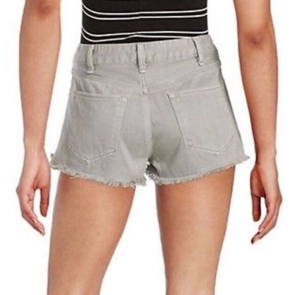FREE PEOPLE BUTTON FLY DENIM SHORTS  CLOUD GREY - Picture 1 of 8